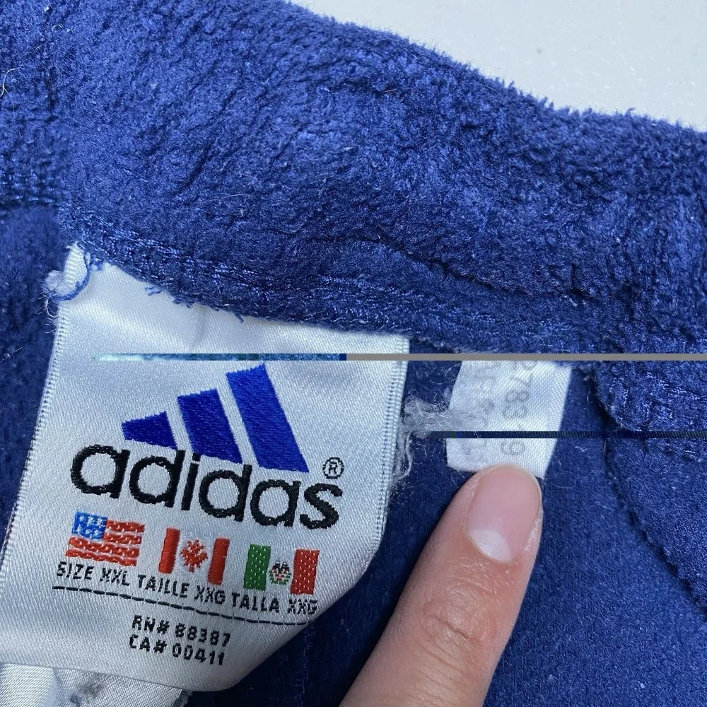 90s Adidas Sweatpants 2XL (Long) Pile Fleece Baggy Navy